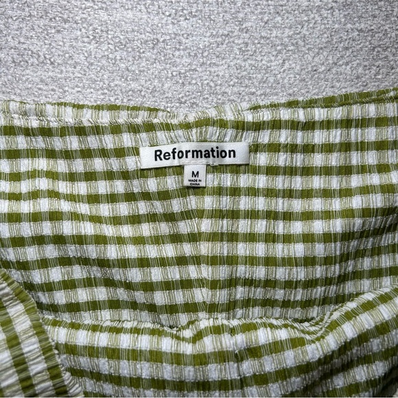 Reformation Plaid Tube Top Green and White Size Medium - Picture 4 of 8
